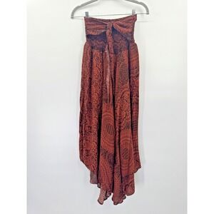 Bangkok Pants Boho Asymmetrical Brown Black Yogi Pant OS Festival Flowy Hippie